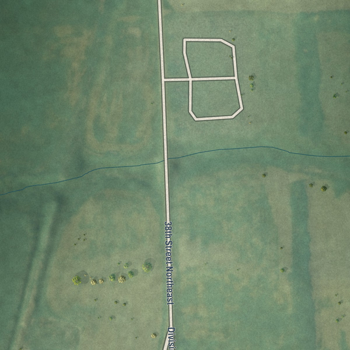 Second close-up of the map of Inkster, North Dakota print showing more streets and buildings