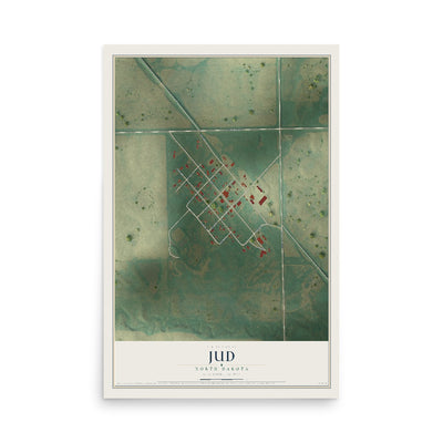 Map of Jud, North Dakota, 12 x 18 inch unframed archival matte print
