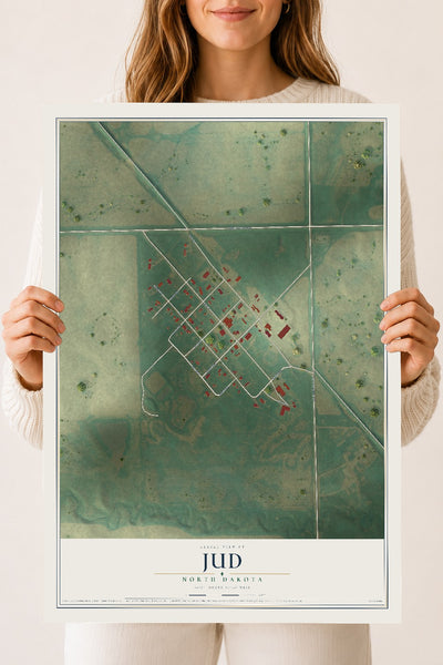 Map of Jud, North Dakota, 18 x 24 inch unframed archival matte print