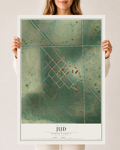 Map of Jud, North Dakota, 24 x 36 inch unframed archival matte print