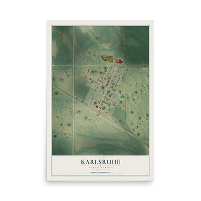 Map of Karlsruhe, North Dakota, 12 x 18 inch unframed archival matte print