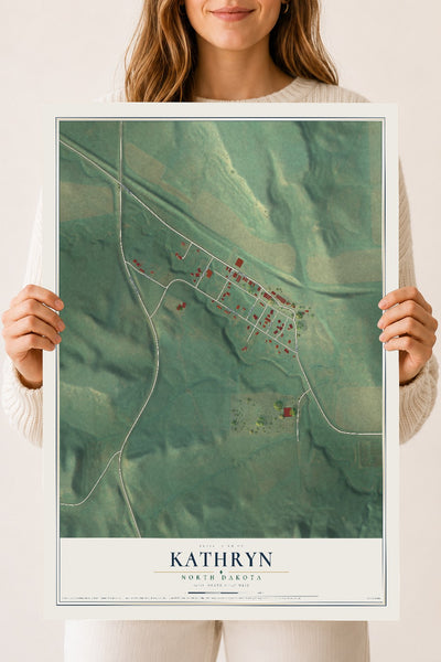 Map of Kathryn, North Dakota, 18 x 24 inch unframed archival matte print