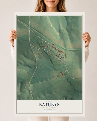 Map of Kathryn, North Dakota, 24 x 36 inch unframed archival matte print