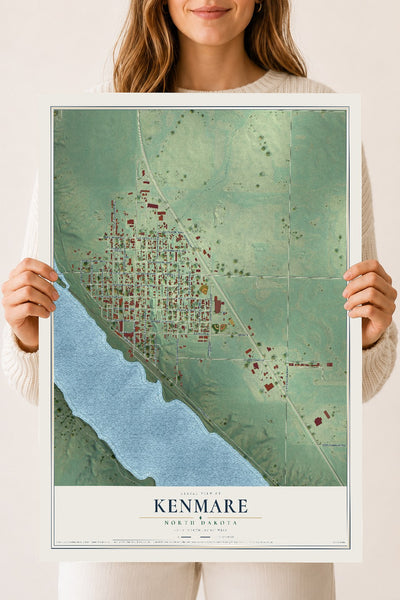 Map of Kenmare, North Dakota, 18 x 24 inch unframed archival matte print