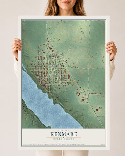 Map of Kenmare, North Dakota, 24 x 36 inch unframed archival matte print