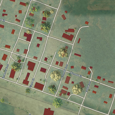 Close-up of the map of Kensal, North Dakota print showing street and building detail
