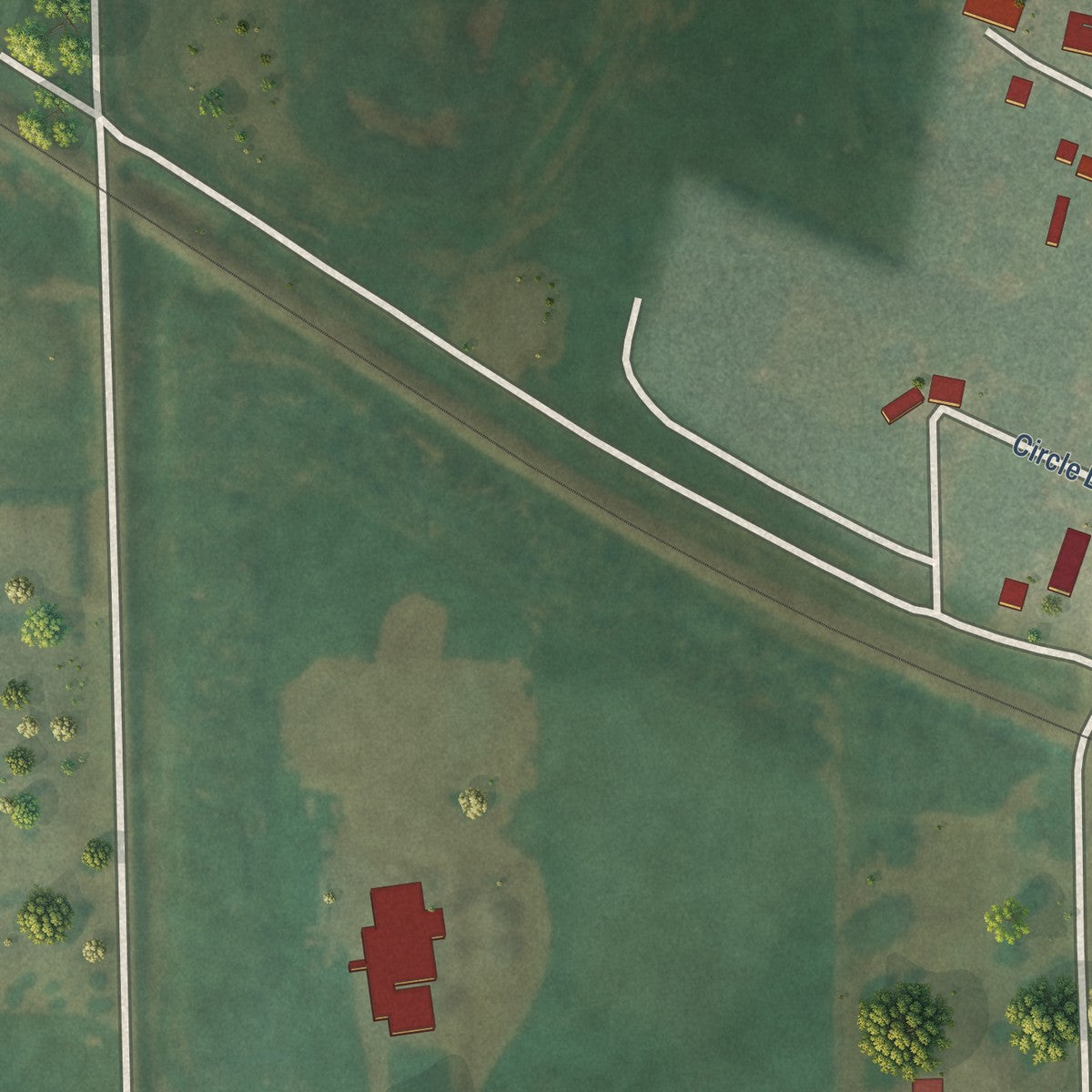 Second close-up of the map of Kensal, North Dakota print showing more streets and buildings