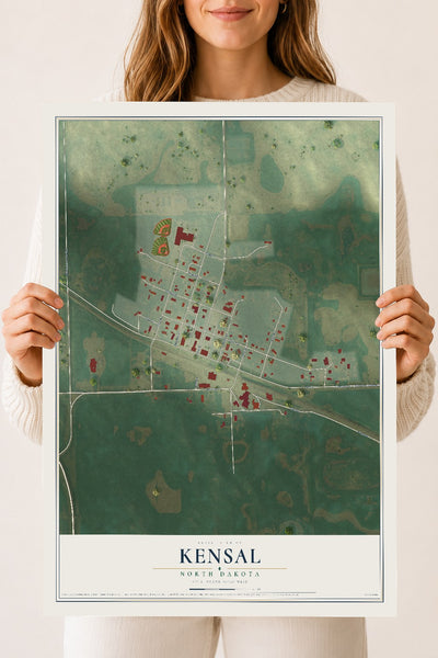 Map of Kensal, North Dakota, 18 x 24 inch unframed archival matte print
