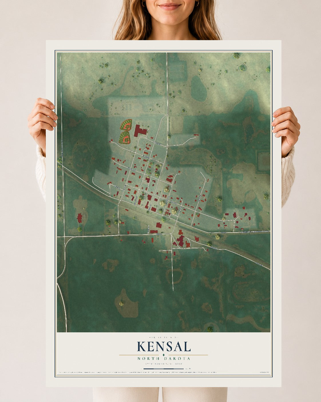 Map of Kensal, North Dakota, 24 x 36 inch unframed archival matte print