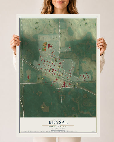 Map of Kensal, North Dakota, 24 x 36 inch unframed archival matte print