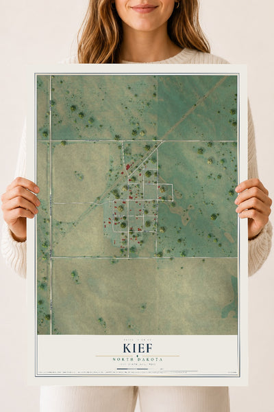 Map of Kief, North Dakota, 18 x 24 inch unframed archival matte print