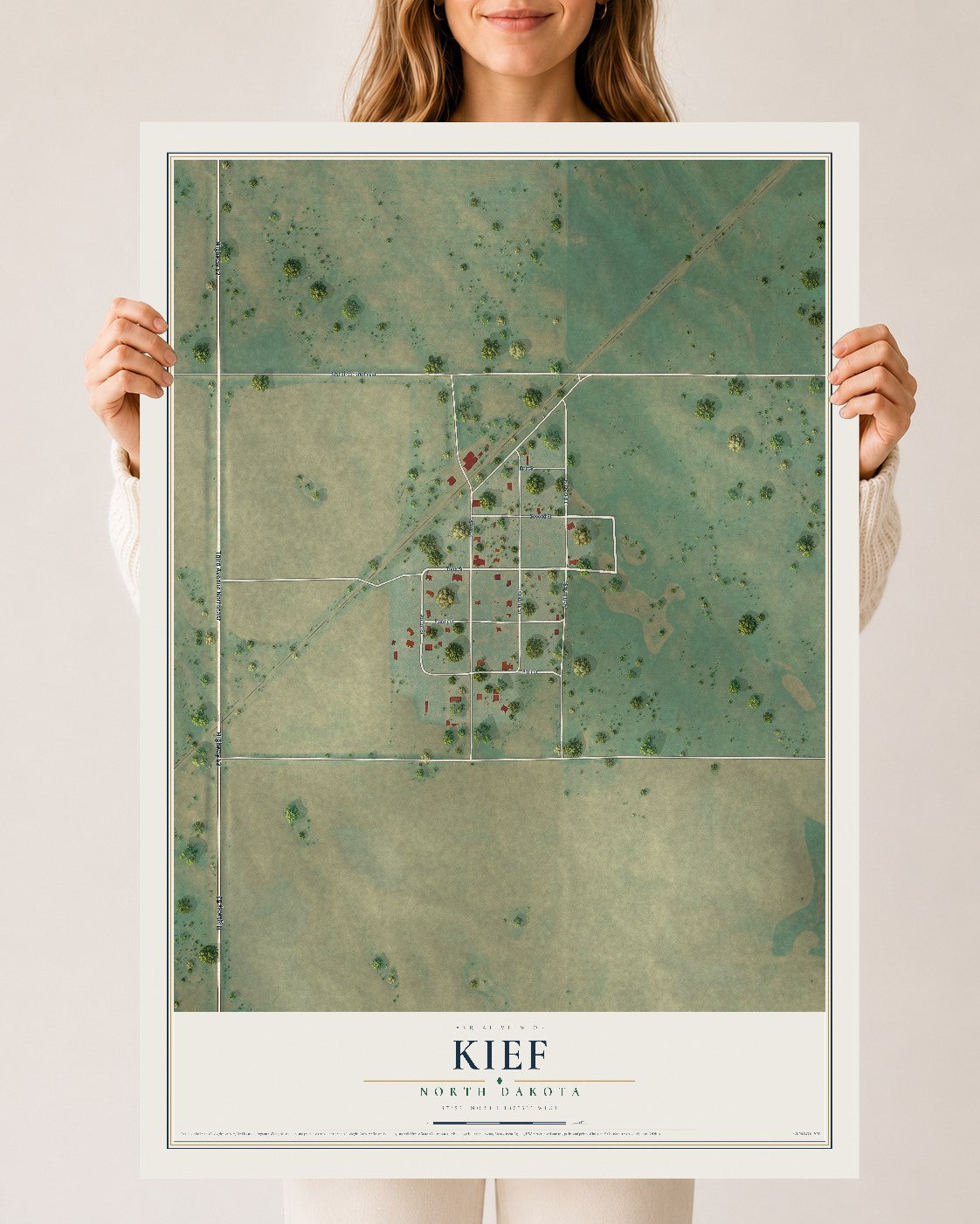 Map of Kief, North Dakota, 24 x 36 inch unframed archival matte print