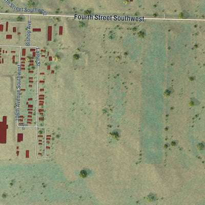 Second close-up of the map of Killdeer, North Dakota print showing more streets and buildings