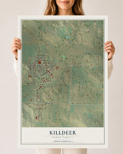 Map of Killdeer, North Dakota, 24 x 36 inch unframed archival matte print
