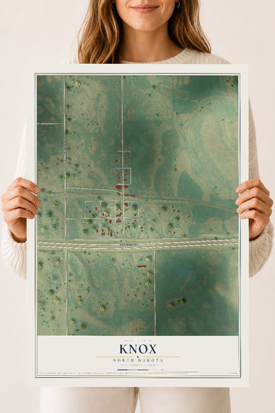 Map of Knox, North Dakota, 18 x 24 inch unframed archival matte print