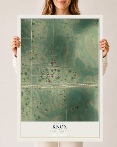 Map of Knox, North Dakota, 24 x 36 inch unframed archival matte print