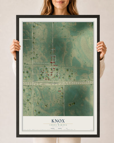 Map of Knox, North Dakota, 24 x 36 inch print in a black wood frame