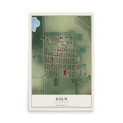 Map of Kulm, North Dakota, 12 x 18 inch unframed archival matte print