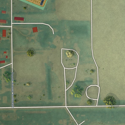 Second close-up of the map of Kulm, North Dakota print showing more streets and buildings