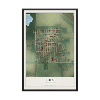 Map of Kulm, North Dakota, 12 x 18 inch print in a black wood frame