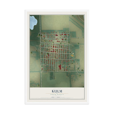 Map of Kulm, North Dakota, 12 x 18 inch print in a white wood frame