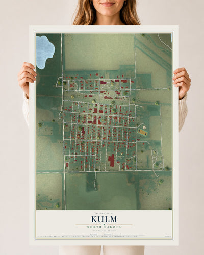Map of Kulm, North Dakota, 24 x 36 inch unframed archival matte print