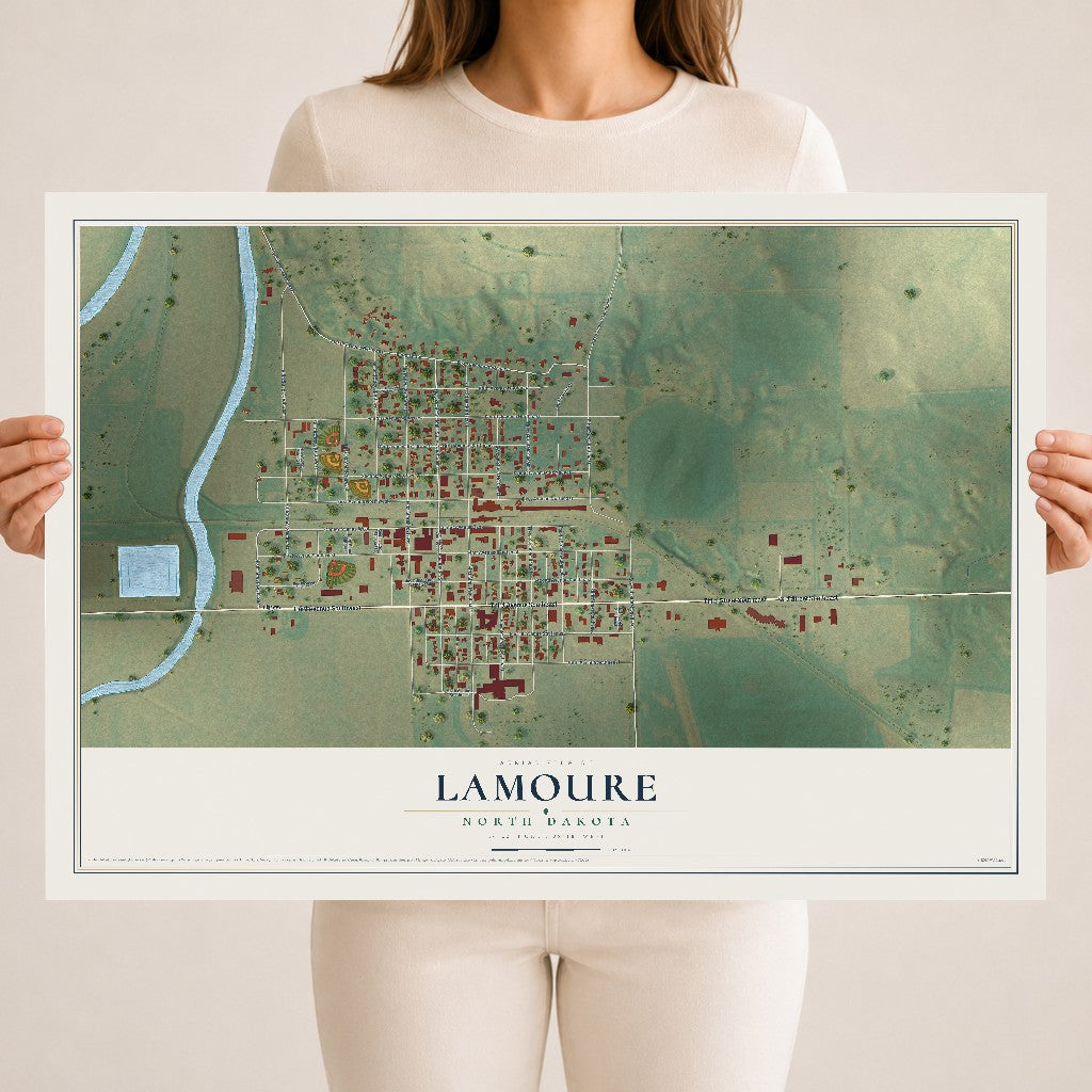 Map of LaMoure, North Dakota, 18 x 24 inch unframed archival matte print