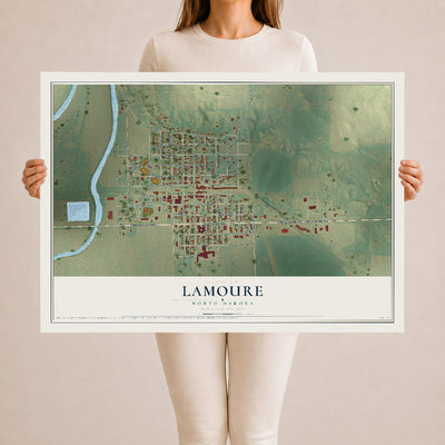 Map of LaMoure, North Dakota, 24 x 36 inch unframed archival matte print