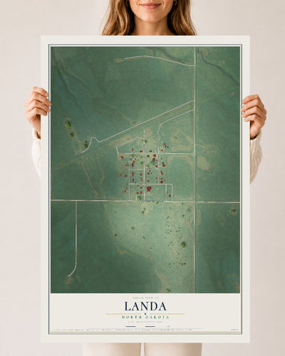 Map of Landa, North Dakota, 24 x 36 inch unframed archival matte print