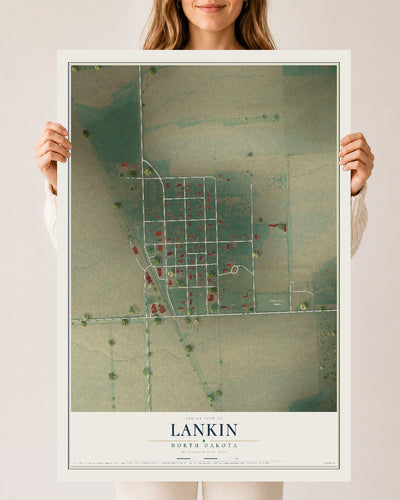 Map of Lankin, North Dakota, 24 x 36 inch unframed archival matte print