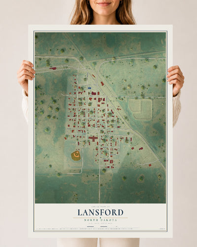 Map of Lansford, North Dakota, 24 x 36 inch unframed archival matte print