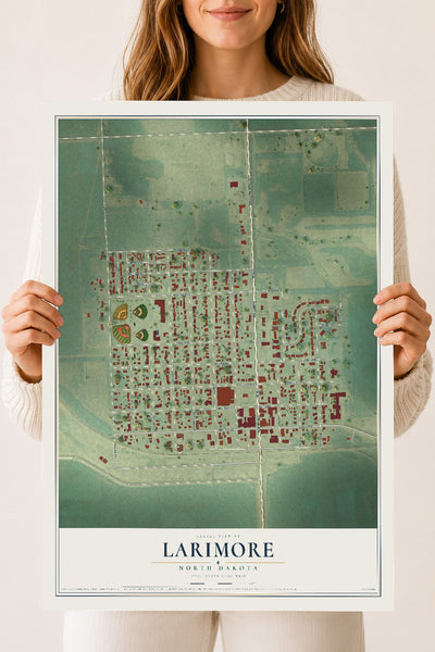 Map of Larimore, North Dakota, 18 x 24 inch unframed archival matte print