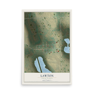 Map of Lawton, North Dakota, 12 x 18 inch unframed archival matte print