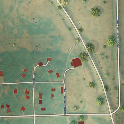 Close-up of the map of Lawton, North Dakota print showing street and building detail