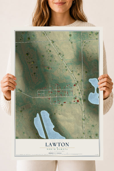 Map of Lawton, North Dakota, 18 x 24 inch unframed archival matte print