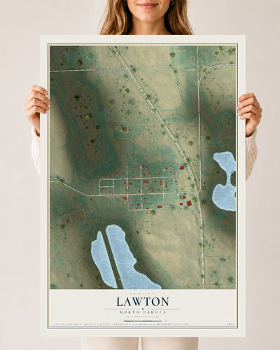 Map of Lawton, North Dakota, 24 x 36 inch unframed archival matte print
