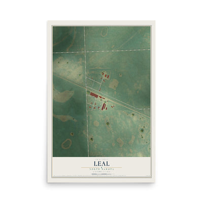 Map of Leal, North Dakota, 12 x 18 inch unframed archival matte print