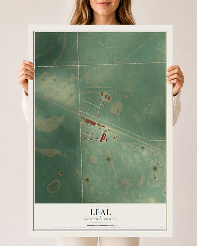 Map of Leal, North Dakota, 24 x 36 inch unframed archival matte print