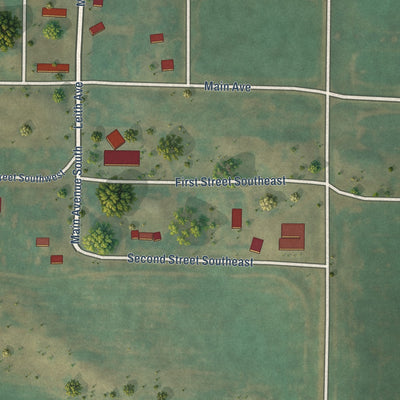Close-up of the map of Leith, North Dakota print showing street and building detail