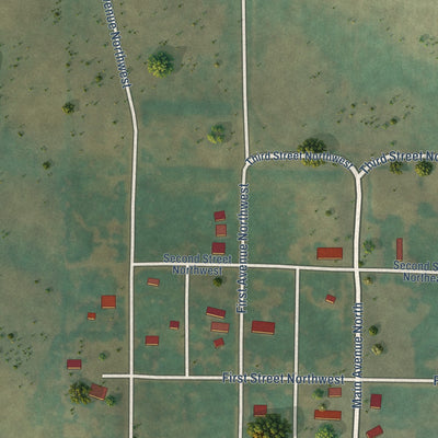 Second close-up of the map of Leith, North Dakota print showing more streets and buildings