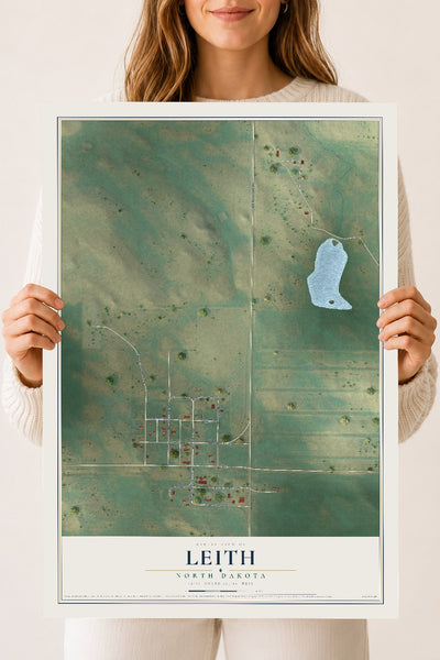 Map of Leith, North Dakota, 18 x 24 inch unframed archival matte print
