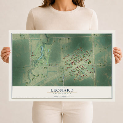 Map of Leonard, North Dakota, 12 x 18 inch unframed archival matte print