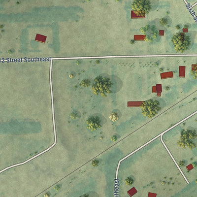 Second close-up of the map of Leonard, North Dakota print showing more streets and buildings