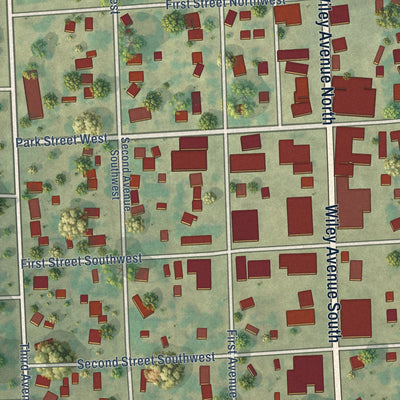 Close-up of the map of Lidgerwood, North Dakota print showing street and building detail