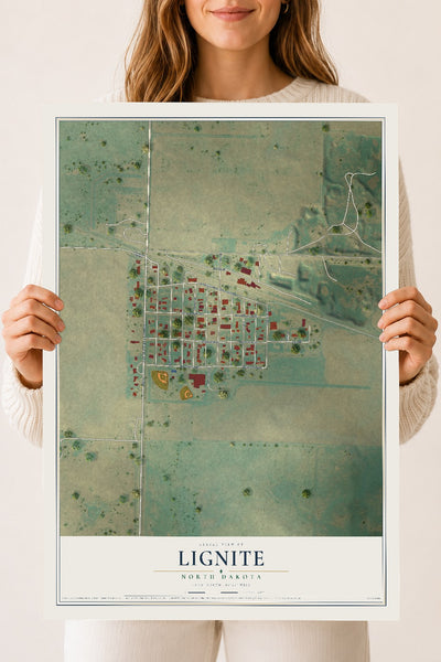Map of Lignite, North Dakota, 18 x 24 inch unframed archival matte print