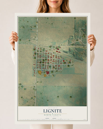Map of Lignite, North Dakota, 24 x 36 inch unframed archival matte print