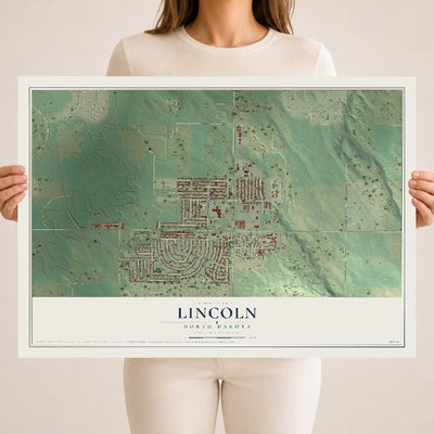 Map of Lincoln, North Dakota, 18 x 24 inch unframed archival matte print