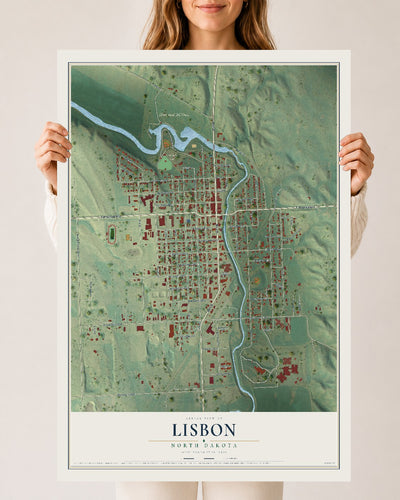 Map of Lisbon, North Dakota, 24 x 36 inch unframed archival matte print