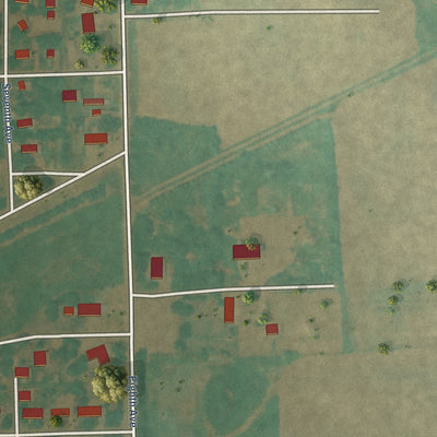 Second close-up of the map of Litchville, North Dakota print showing more streets and buildings