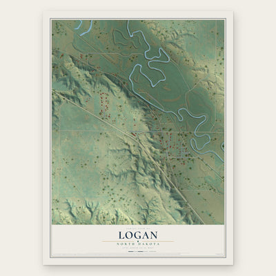 Logan, North Dakota map print, the full design